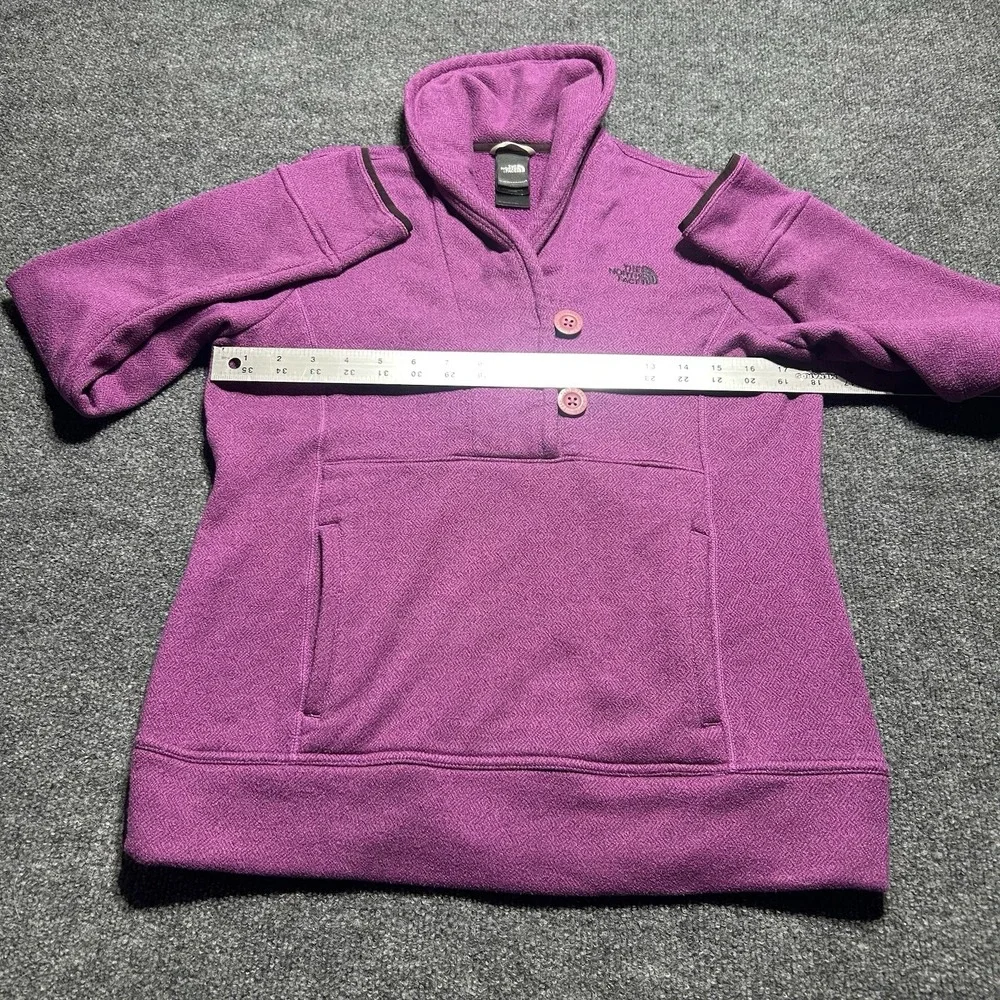 The North Face Crescent Shawl Collar Fleece Women Size M Purple Pullover Sweater - Picture 4 of 5